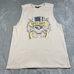 Guns N‎ Roses Shirt Mens XL Beige Sleeveless 1989 Tour Merch Concert